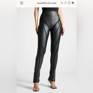 Maniere De Voir Black Faux Leather Skinny Pants Size S See measurements